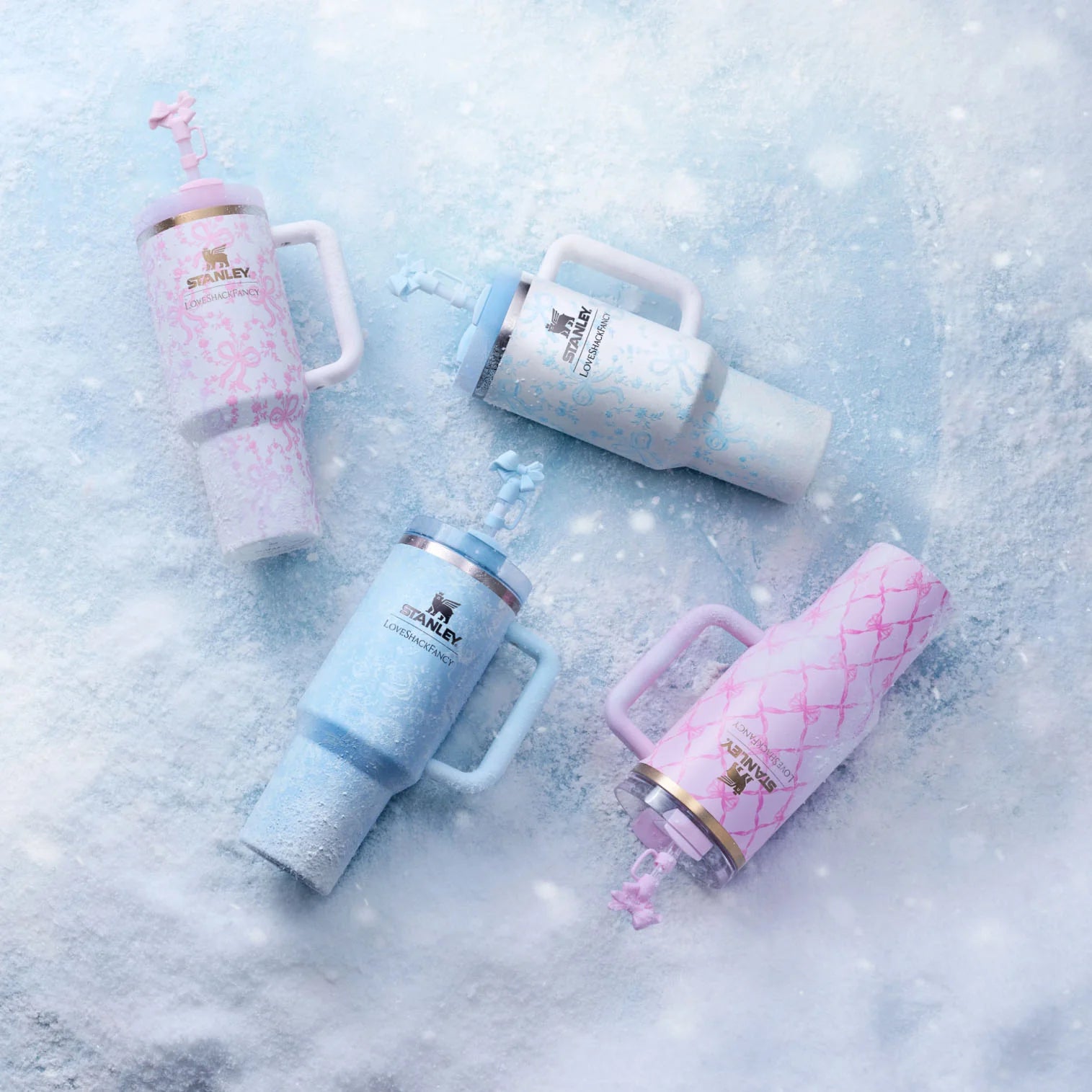 Love Shack Fancy Quencher Tumbler 40 oz Quencher H2.0 with box.40oz Tumbler with Handle,Double Wall Vacuum Reusable Stainless Steel Insulated Water Bottle With Leak Proof lid Straw