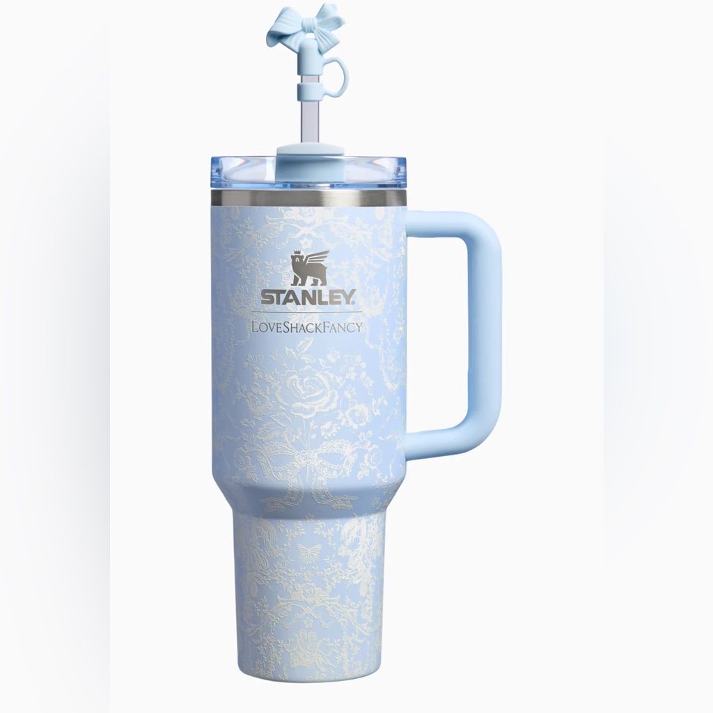 Love Shack Fancy Quencher Tumbler 40 oz Quencher H2.0 with box.40oz Tumbler with Handle,Double Wall Vacuum Reusable Stainless Steel Insulated Water Bottle With Leak Proof lid Straw