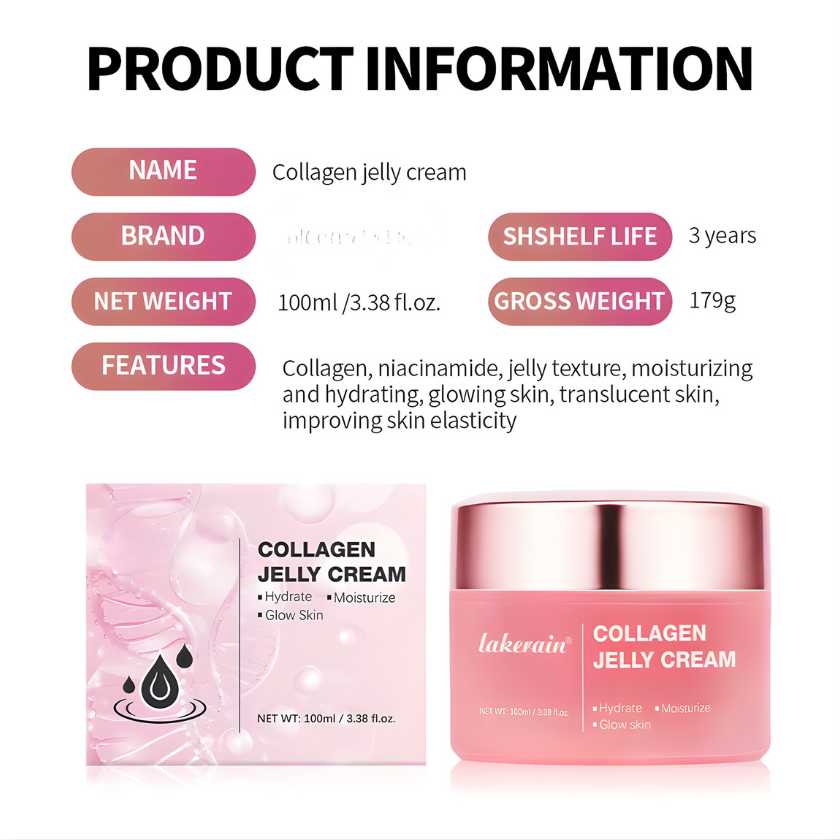 Moisturizing Collagen Jelly Cream Niacinamide Hydrolyzed Collagen Tightening Soothing Anti-Aging Firmness Hydration Skincare