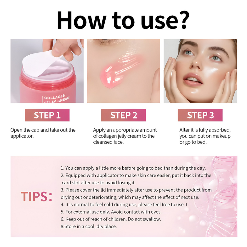 Moisturizing Collagen Jelly Cream Niacinamide Hydrolyzed Collagen Tightening Soothing Anti-Aging Firmness Hydration Skincare