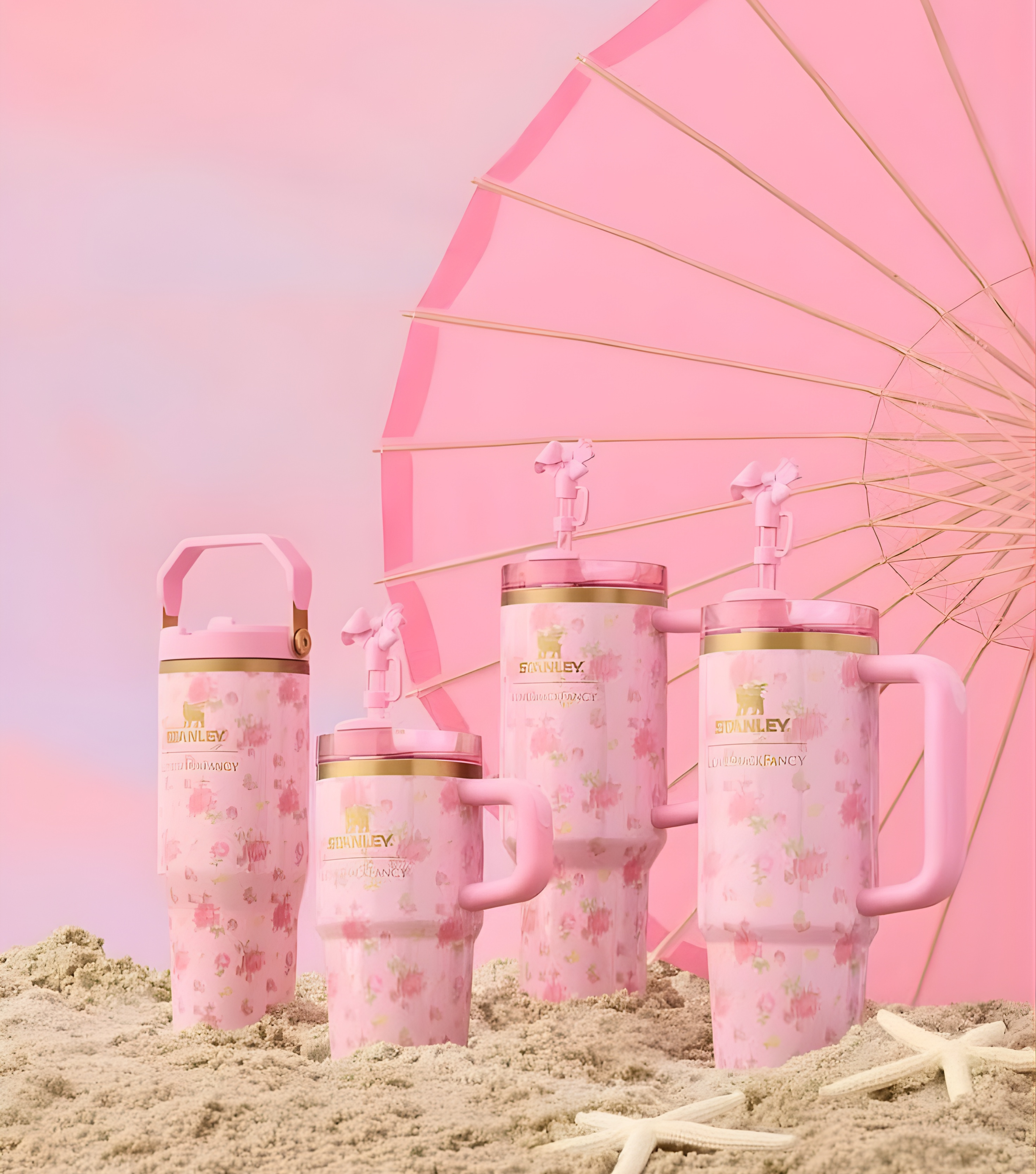 Love Shack Fancy Quencher Tumbler 40 oz Quencher H2.0 with box.40oz Tumbler with Handle,Double Wall Vacuum Reusable Stainless Steel Insulated Water Bottle,With Leak Proof lid and Straw,