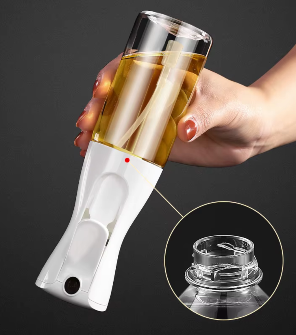 Olive Oil Sprayer for Cooking, 220ml Glass Oil Dispenser for Kitchen Gadgets, Food Grade Premium Spray Bottle, Continuous Spray with Portion Control, for Salad, Frying, BBQ