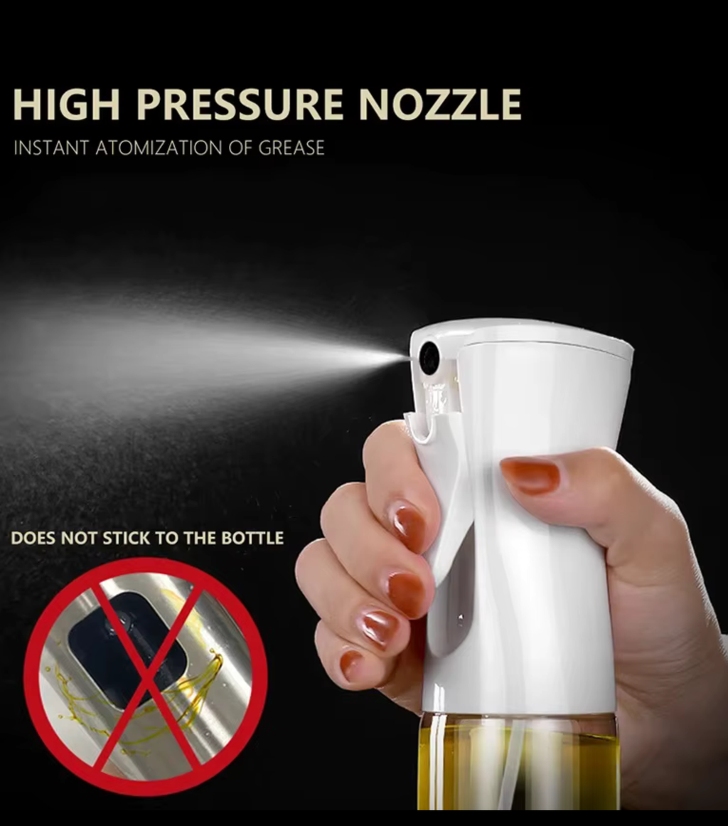 Olive Oil Sprayer for Cooking, 220ml Glass Oil Dispenser for Kitchen Gadgets, Food Grade Premium Spray Bottle, Continuous Spray with Portion Control, for Salad, Frying, BBQ