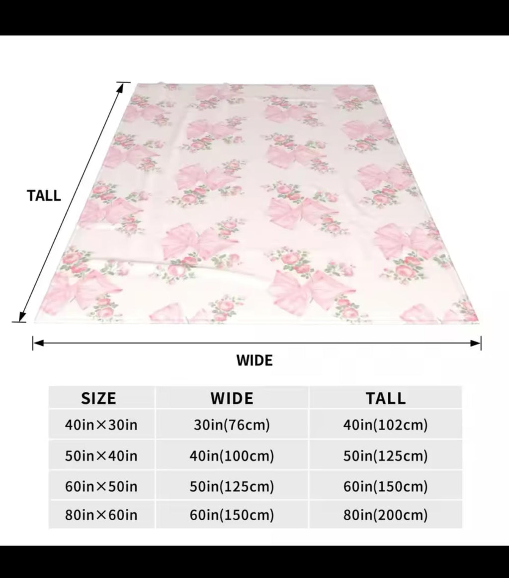 Pink Bow Blanket Baby Shower Gift pink bow blanket Cozy Blanket Pink Bow Gift for Her gift for wife Coquette Bow Baby Blanket