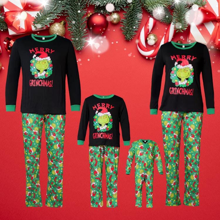 Family Matching Pajamas grinch Xmas pjs monogrammed pjs Holiday pajamas Matching Pajamas Christmas Morning Matching Family Outfit