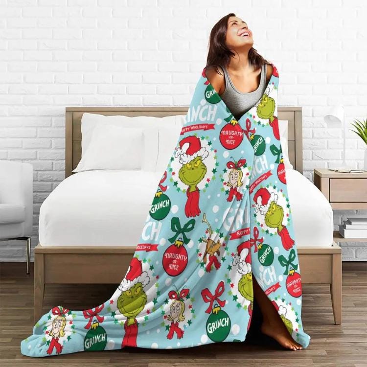 christmas blanket. Grinch Christmas Blanket, Christmas Whoville Throw Blanket, Grinchmas BlanketSummer Portable Super Soft Throw Blanket
