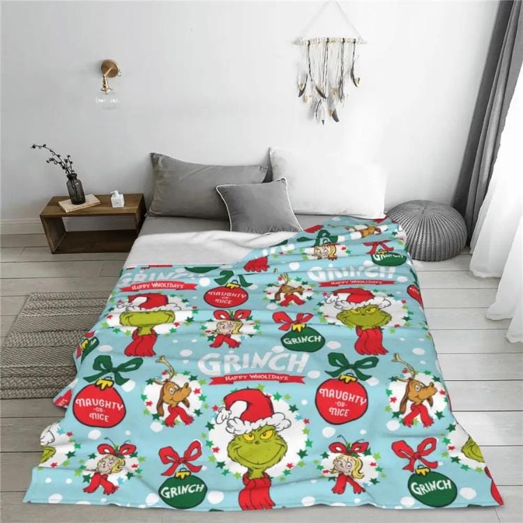 christmas blanket. Grinch Christmas Blanket, Christmas Whoville Throw Blanket, Grinchmas BlanketSummer Portable Super Soft Throw Blanket