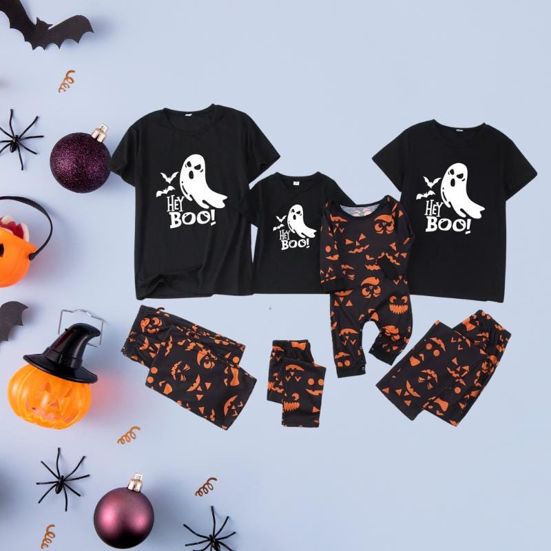 Matching Family Halloween Pajamas, Halloween Unique Pjs, Skull Family Jammies, Matching Boo Pjs, Scary Pajamas For Halloween