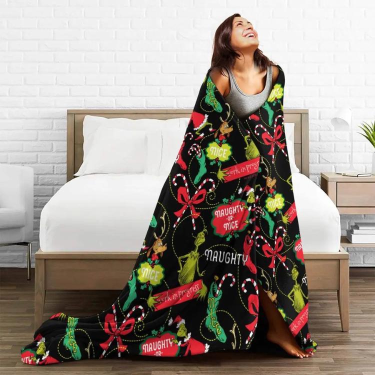 christmas blanket. Grinch Christmas Blanket, Christmas Whoville Throw Blanket, Grinchmas BlanketSummer Portable Super Soft Throw Blanket
