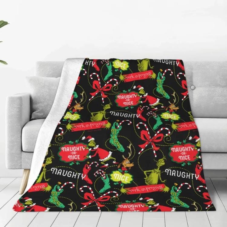 christmas blanket. Grinch Christmas Blanket, Christmas Whoville Throw Blanket, Grinchmas BlanketSummer Portable Super Soft Throw Blanket