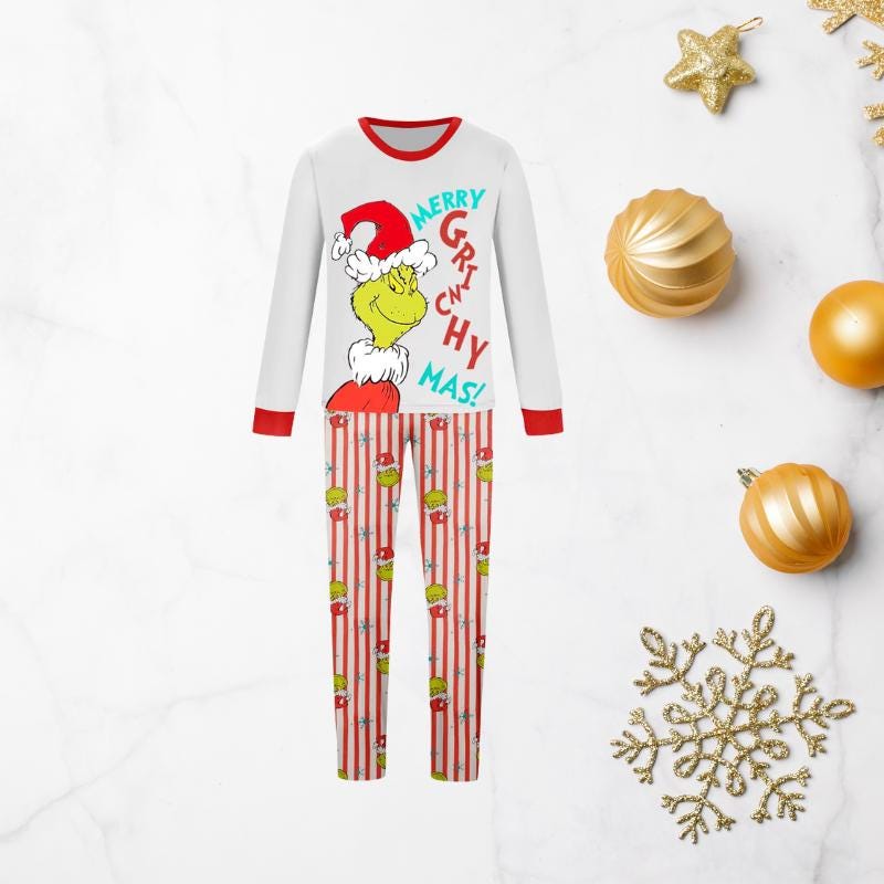 Family Christmas Pajamas, Grinch Matching Christmas Pajamas,Toddler Christmas Pajamas,Monogram Family Christmas PJs Xmas Family Matching